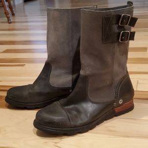 Sorel Major Carly Moto Boots - 7.5 - Black & grey